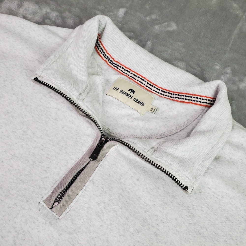 The Normal Brand 1/4 Zip Sweatshirt Men's XXL White Gray Heather Pullover